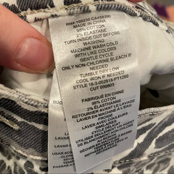 Current Elliott Grey & White Animal Print Stiletto Ankle Length Jeans Womens 25 - Picture 10 of 15